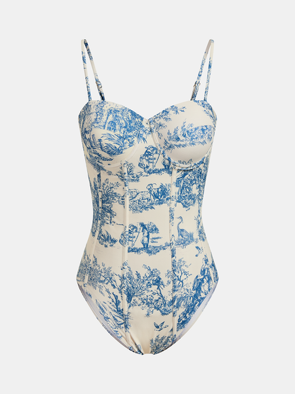 Ruœgy Maillot de Bain 1 Pièce avec Paréo Femme