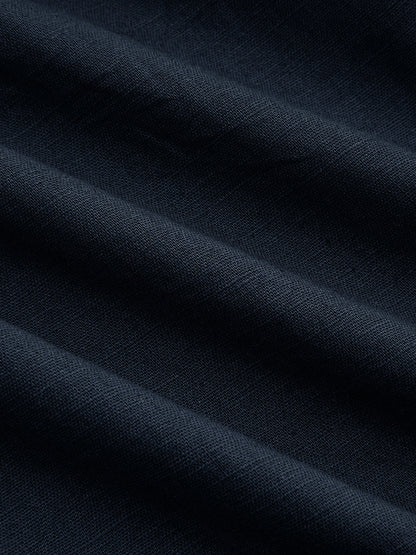 Ruœgy Robe Midi en Lin Ceinturée Sans Maches Femme