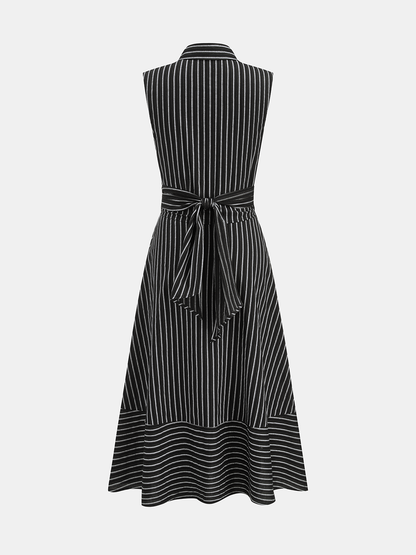 Ruœgy Robe Chemise Rayée Sans Manches Femme