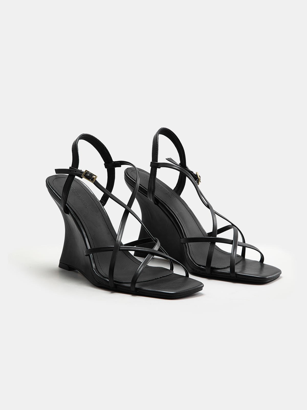 Ruœgy Sandales Compensées Noires à Brides