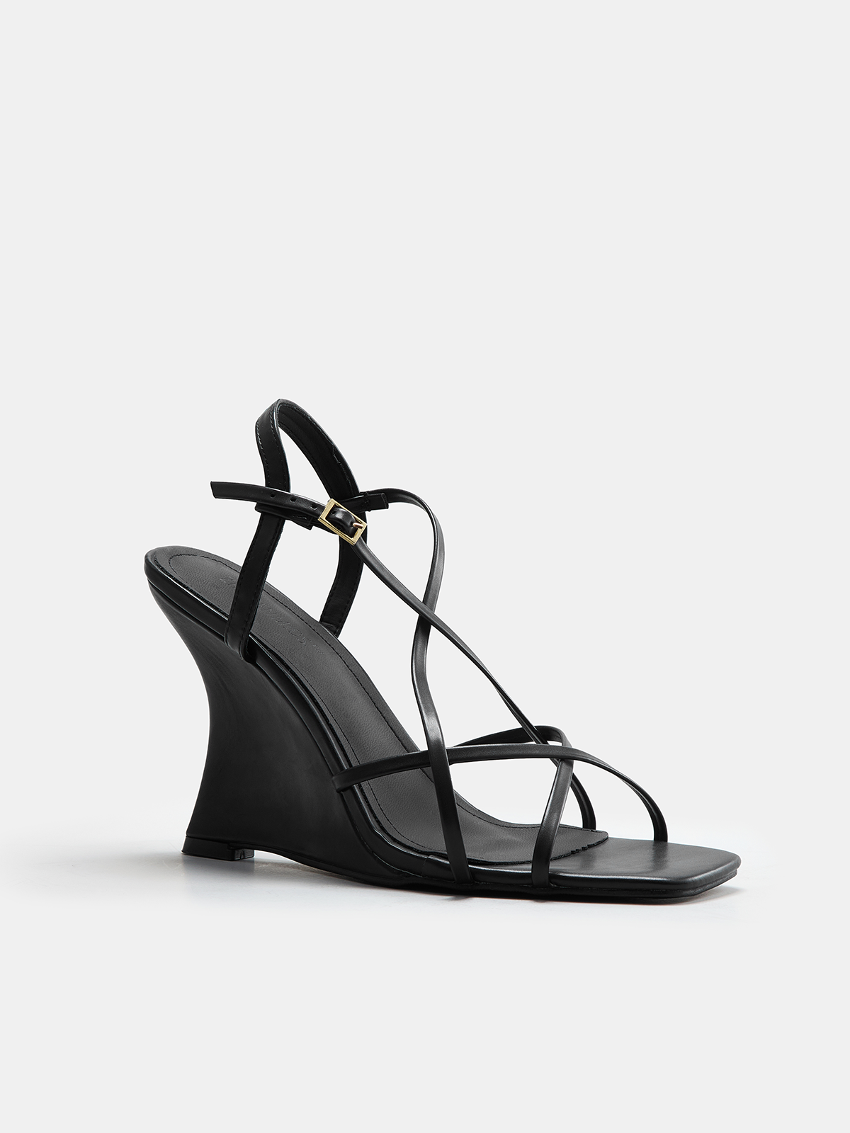 Ruœgy Sandales Compensées Noires à Brides