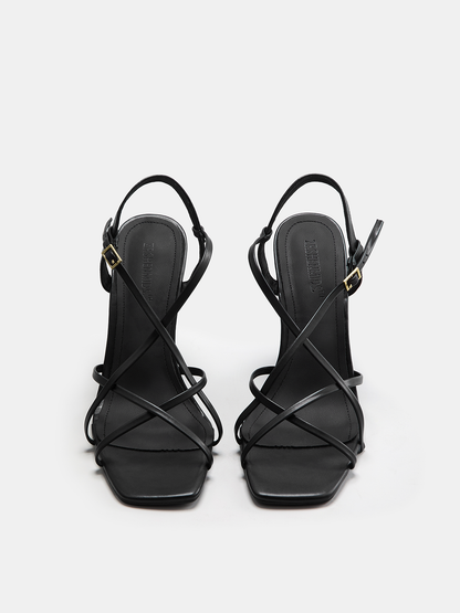 Ruœgy Sandales Compensées Noires à Brides