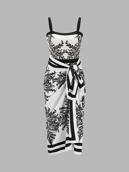 Ruœgy Maillot De Bain Imprimé Avec Paréo Femme