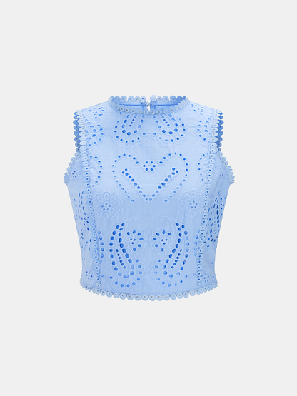 Ruœgy Ensemble Jupe Top Broderie Anglaise Femme