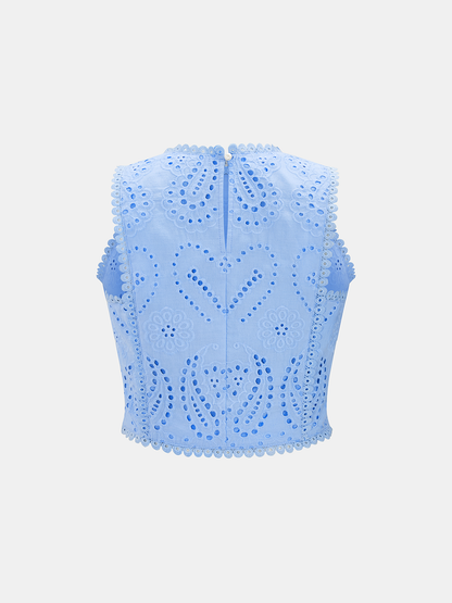 Ruœgy Ensemble Jupe Top Broderie Anglaise Femme