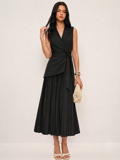 Ruœgy Robe Blazer Sans Manches Ceinturée Femme