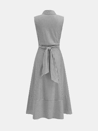 Ruœgy Robe Chemise Rayée Sans Manches Femme