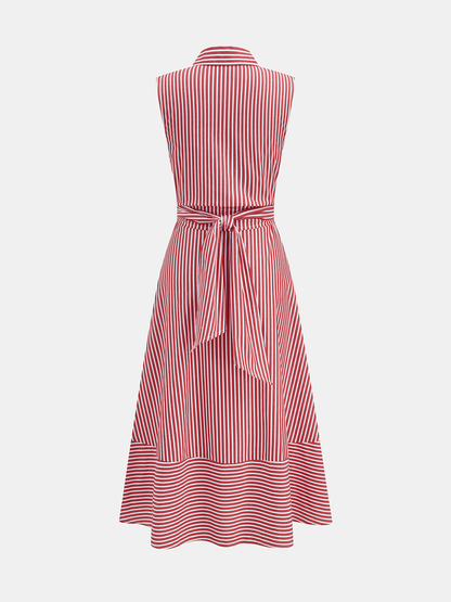 Ruœgy Robe Chemise Rayée Sans Manches Femme