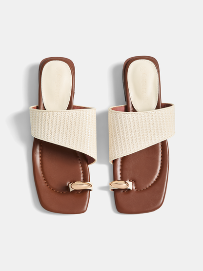 Ruœgy Sandales Plates Cuir Femme