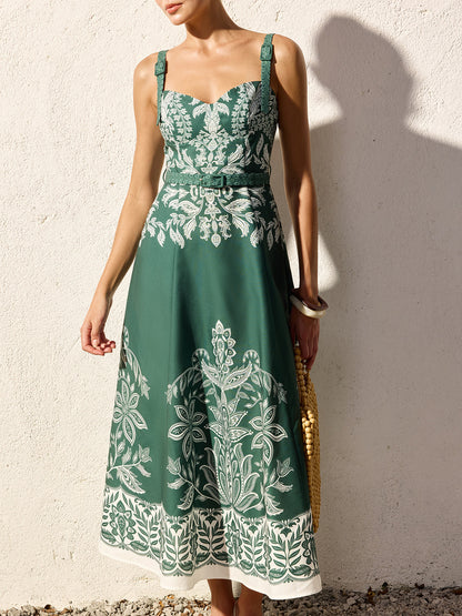 Ruœgy Robe Longue Fleurie à Bretelles Femme