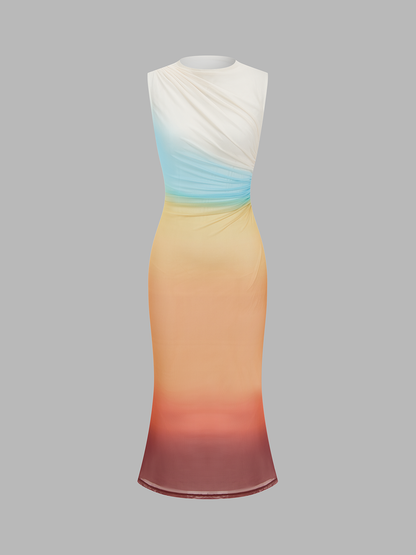 Ruœgy Robe Longue Dos Nu Mesh Femme
