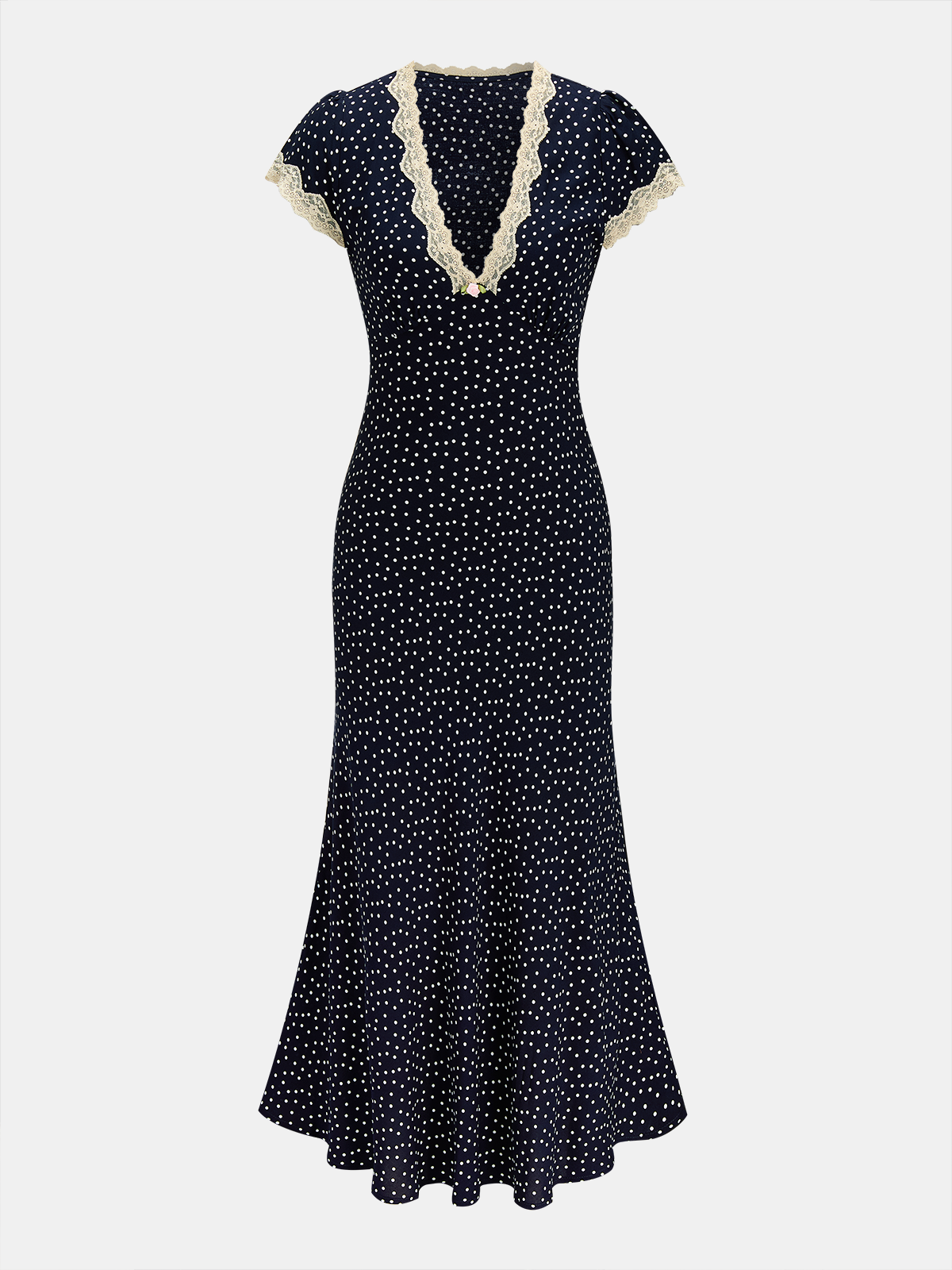 Ruœgy Robe Longue à Pois Dentelle