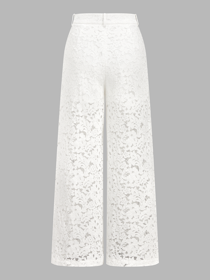 Ruœgy Ensemble Top Pantalon Dentelle Sans Manches Femme