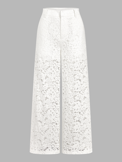 Ruœgy Ensemble Top Pantalon Dentelle Sans Manches Femme
