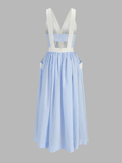 Ruœgy Robe Midi Rayée à Liseré Contrasté Femme