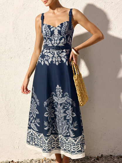 Ruœgy Robe Longue Fleurie à Bretelles Femme