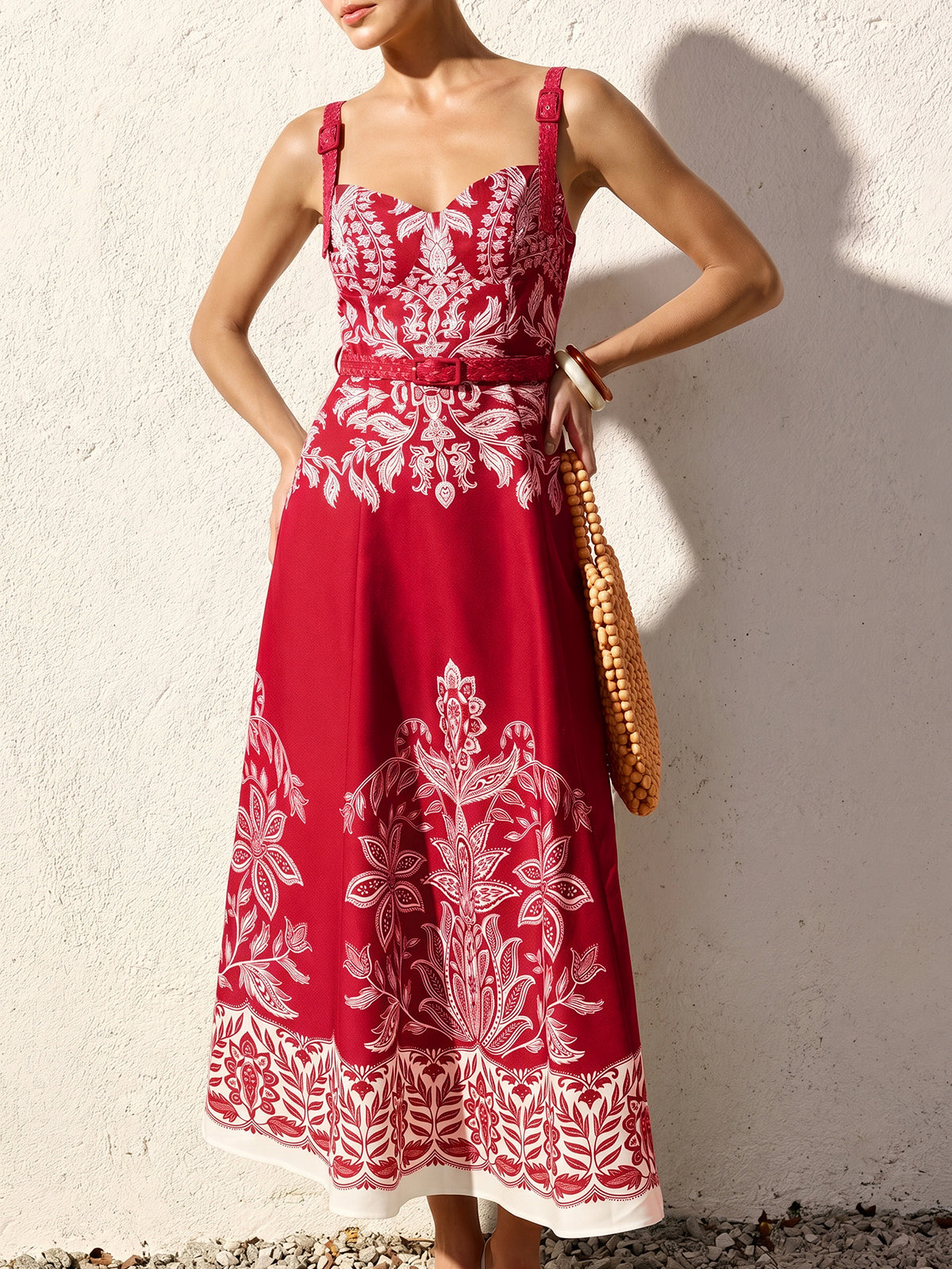 Ruœgy Robe Longue Fleurie à Bretelles Femme