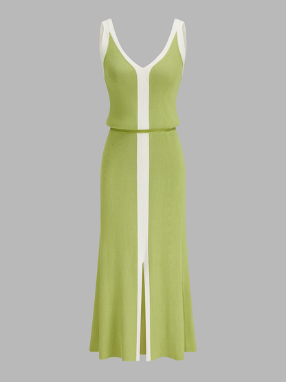 Ruœgy Robe Longue en Maille Côtelée Femme