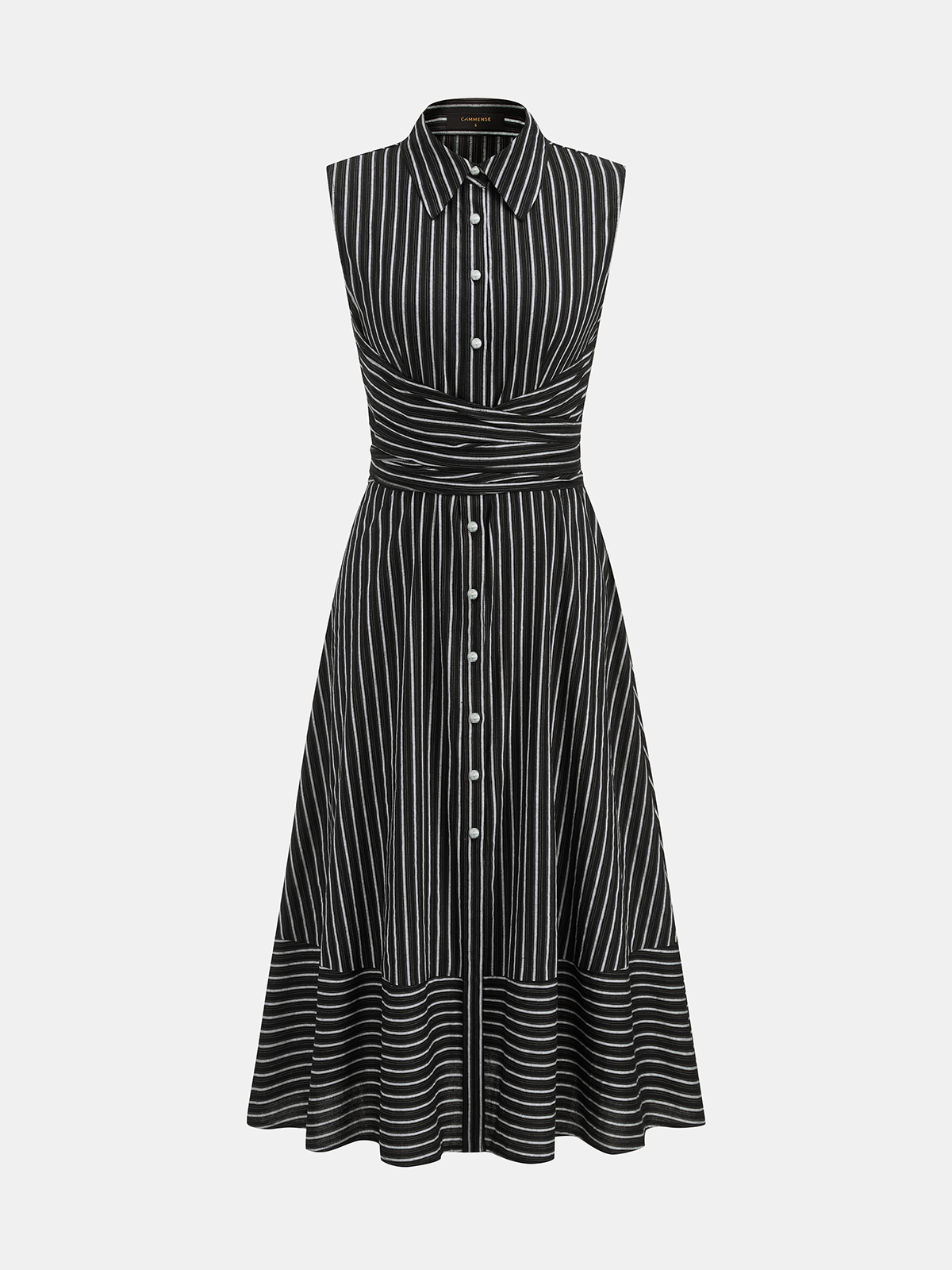 Ruœgy Robe Chemise Rayée Sans Manches Femme