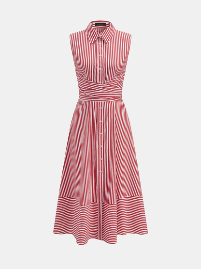 Ruœgy Robe Chemise Rayée Sans Manches Femme