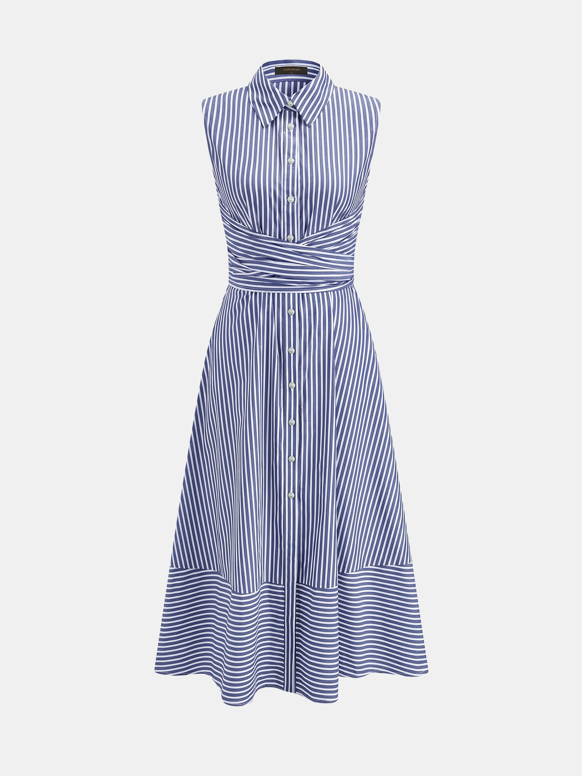 Ruœgy Robe Chemise Rayée Sans Manches Femme