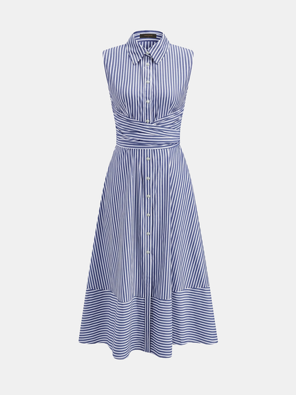 Ruœgy Robe Chemise Rayée Sans Manches Femme