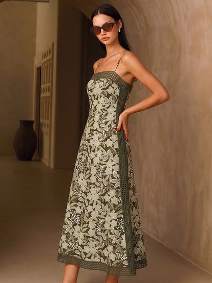 Ruœgy Robe Longue à Fines Bretelles Crochet Femme