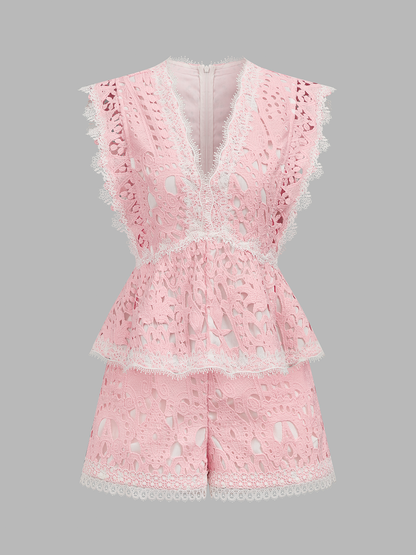 Ruœgy Ensemble Short Dentelle Col V Femme