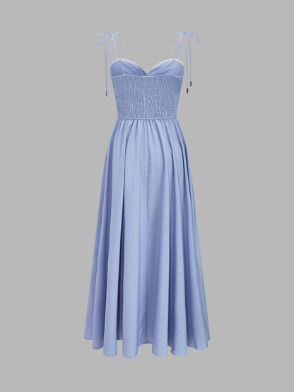 Ruœgy Robe Longue à Bretelles Nouées Femme