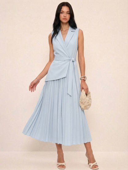 Ruœgy Robe Blazer Sans Manches Ceinturée Femme