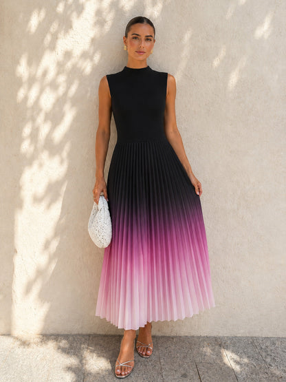 Ruœgy Robe Midi Plissée Sans Manches Femme