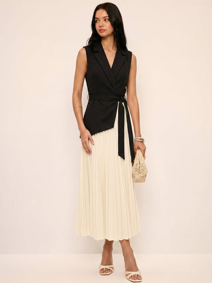 Ruœgy Robe Blazer Sans Manches Ceinturée Femme