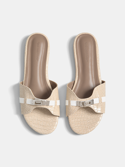 Ruœgy Sandales Effet Croco à Boucle Femme