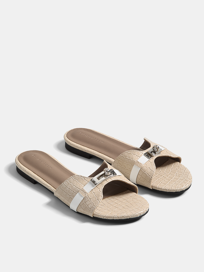 Ruœgy Sandales Effet Croco à Boucle Femme