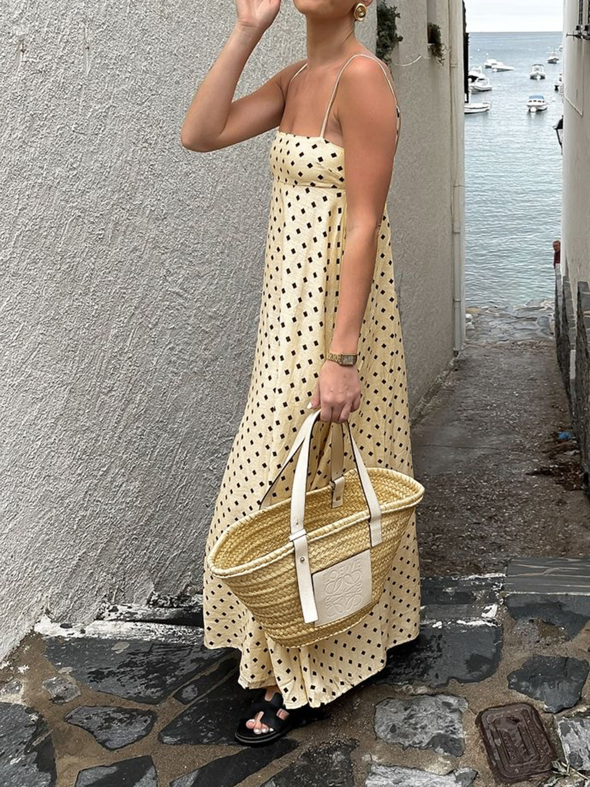 Ruœgy Robe Longue à Fines Bretelles Imprimée