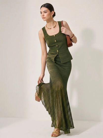 Ruœgy Ensemble Jupe et Top en Maille Femme