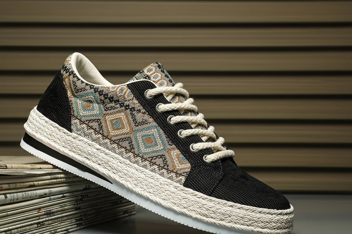 Baskets en Toile à Motifs Homme