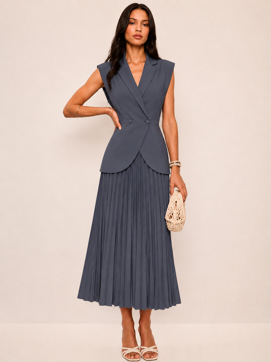 Ruœgy Robe Blazer Sans Manches Ceinturée Femme