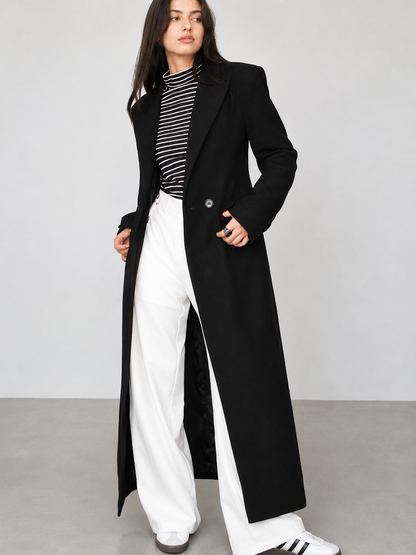 Blazer Long à Col et Poches Femme