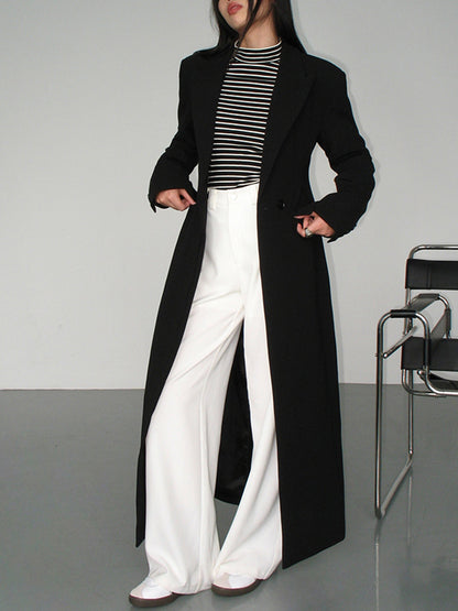 Blazer Long à Col et Poches Femme