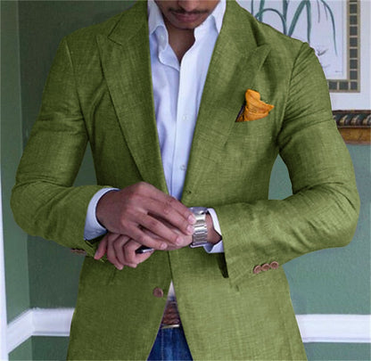 Blazer Homme en Coton et Lin à Coupe Ajustée
