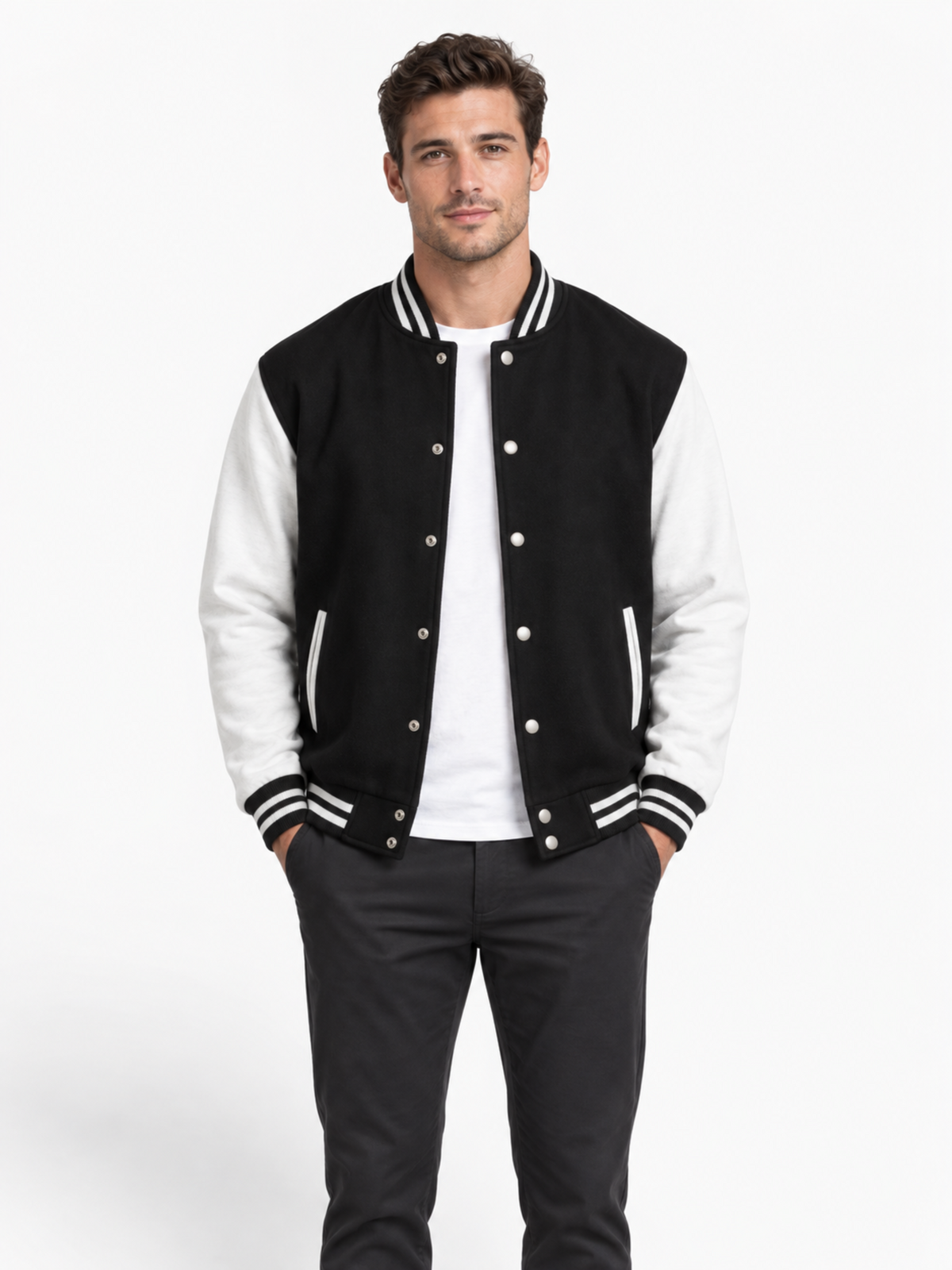 Blouson Universitaire à Manches Contrastées Homme