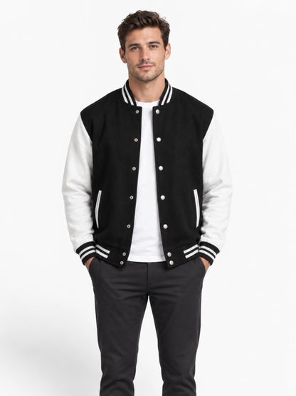 Blouson Universitaire à Manches Contrastées Homme