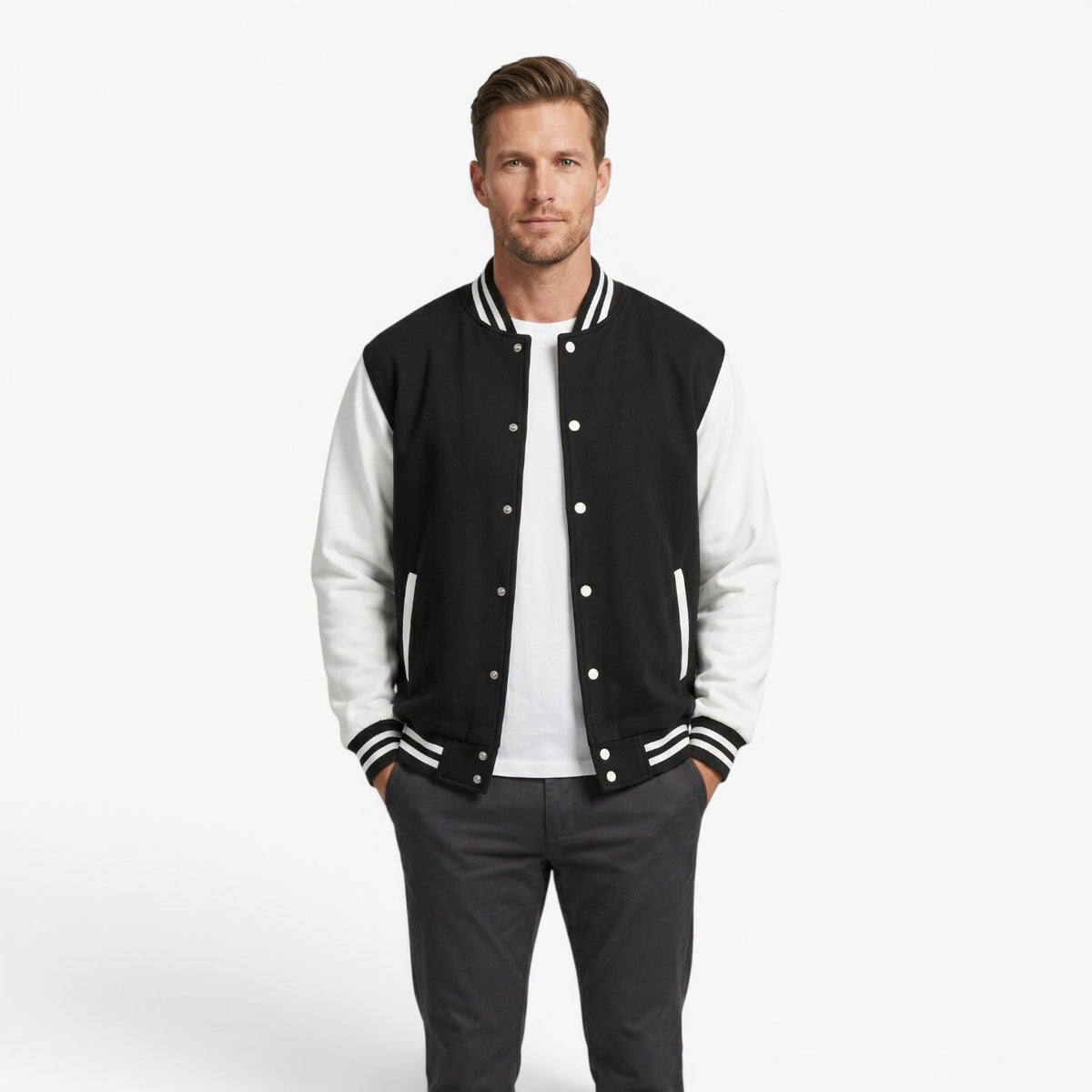 Blouson Universitaire à Manches Contrastées Homme