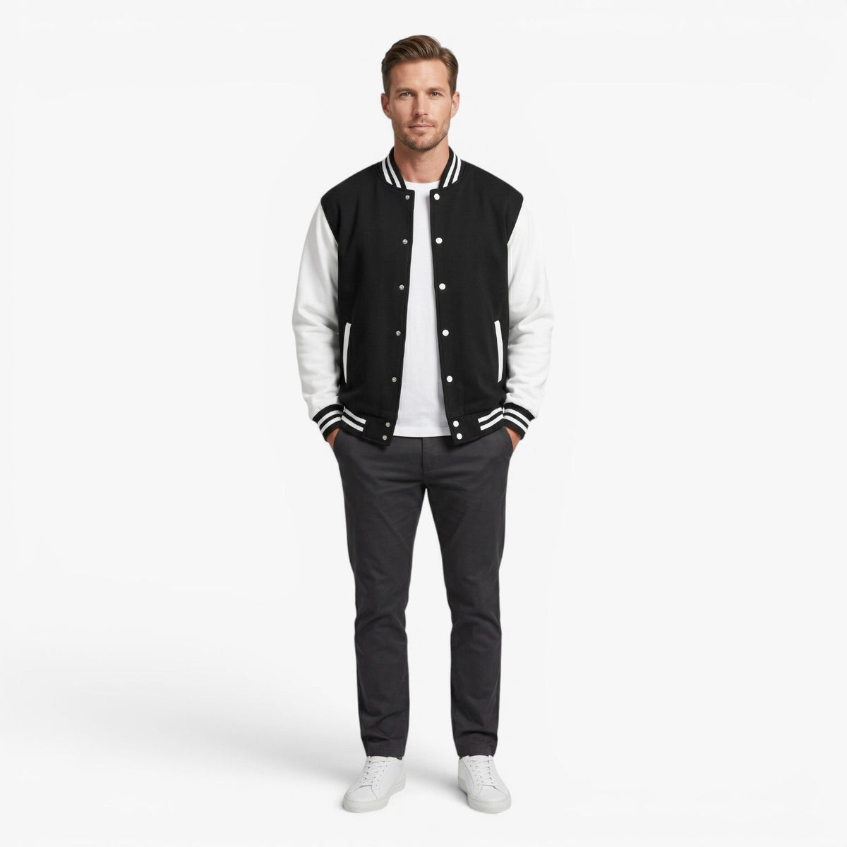 Blouson Universitaire à Manches Contrastées Homme