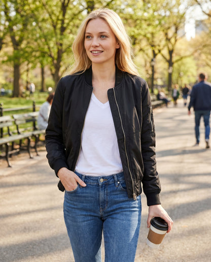 Bomber Léger Zippé Femme