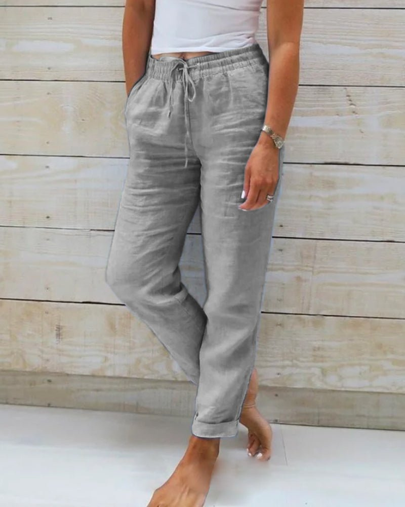 Ruœgy Pantalon Lin Jambe Droite Femme