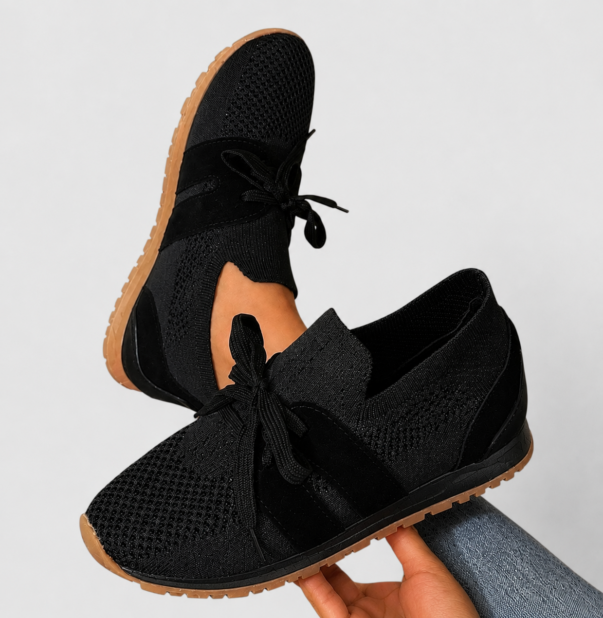 Ruœgy Baskets Orthopédiques à Lacets en Maille Femme