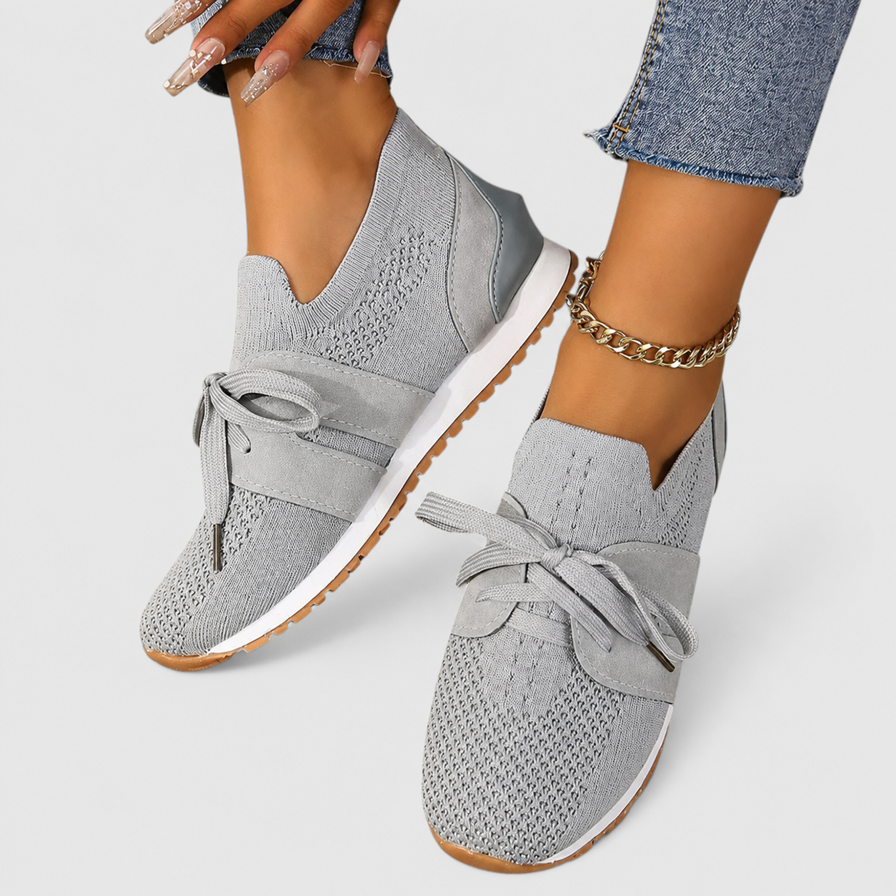 Ruœgy Baskets Orthopédiques à Lacets en Maille Femme