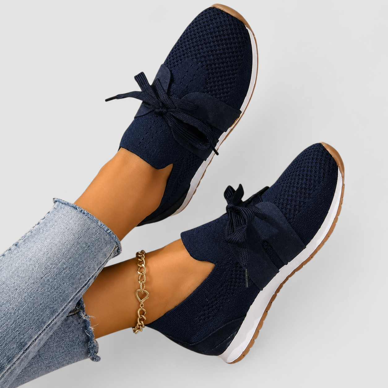 Ruœgy Baskets Orthopédiques à Lacets en Maille Femme